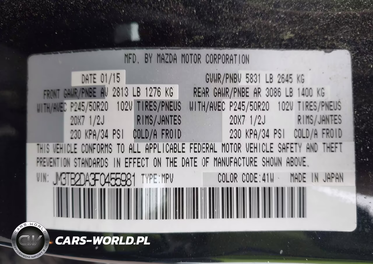 2015 Mazda Cx-9 Grand Touring VIN:JM3TB2DA3F0455981 - 9