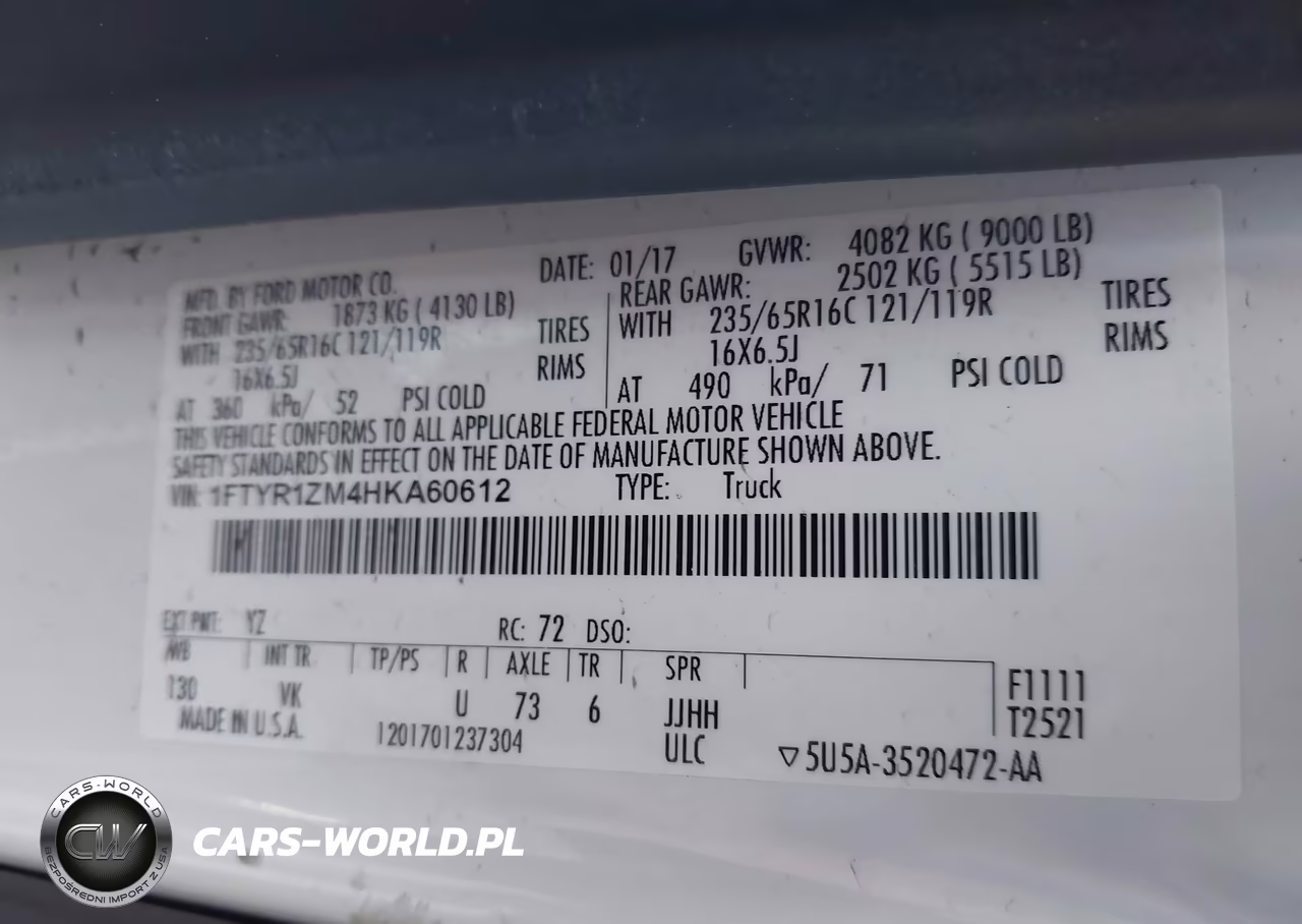 2017 Ford Transit-250 VIN:1FTYR1ZM4HKA60612 - 9