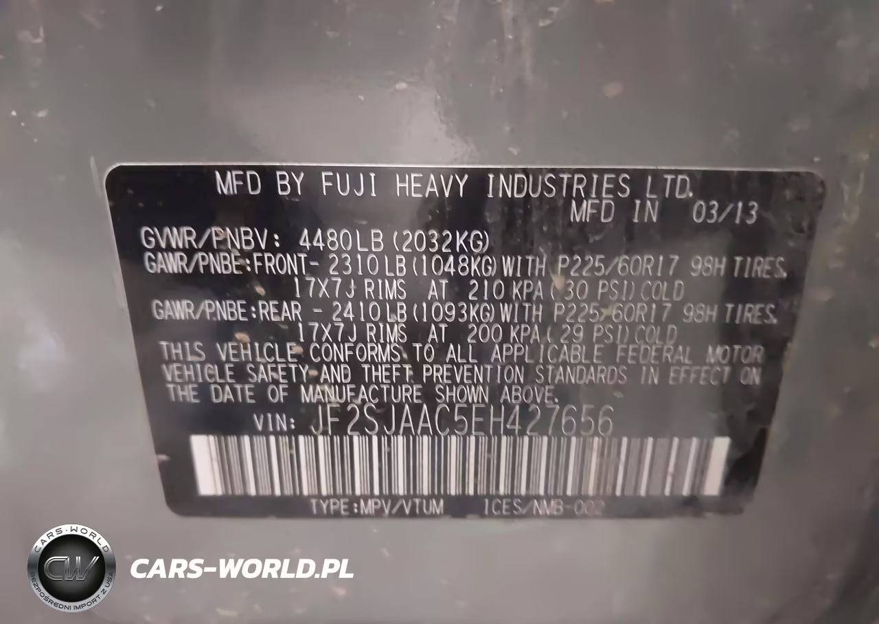 2014 Subaru Forester 2.5I VIN:JF2SJAAC5EH427656 - 9