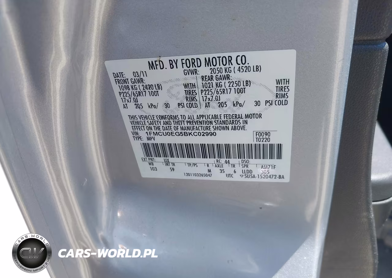 2011 Ford Escape Limited VIN:1FMCU0EG5BKC02990 - 9