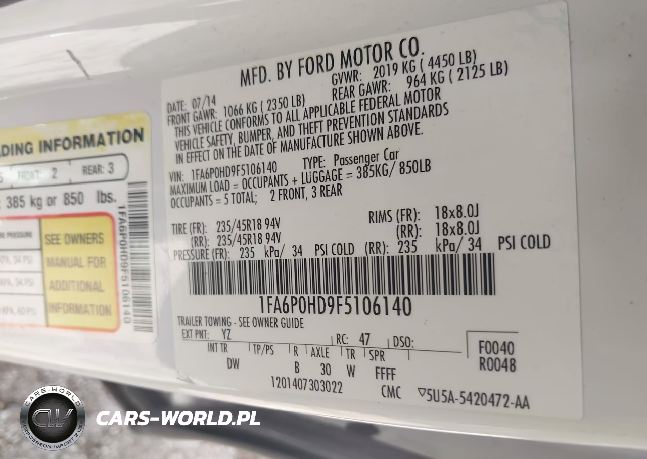 2015 Ford Fusion Se VIN:1FA6P0HD9F5106140 - 9