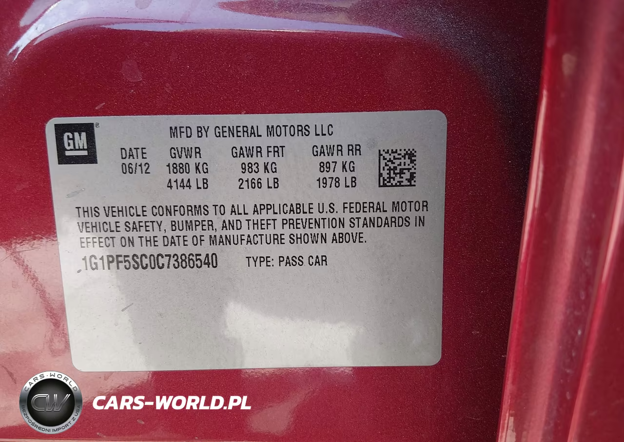 2012 Chevrolet Cruze 1Lt VIN:1G1PF5SC0C7386540 - 9