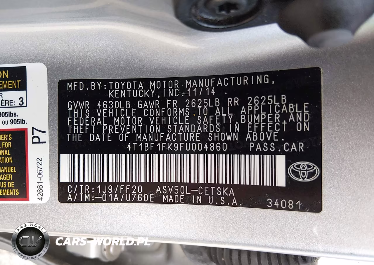 2015 Toyota Camry Se VIN:4T1BF1FK9FU004860 - 9