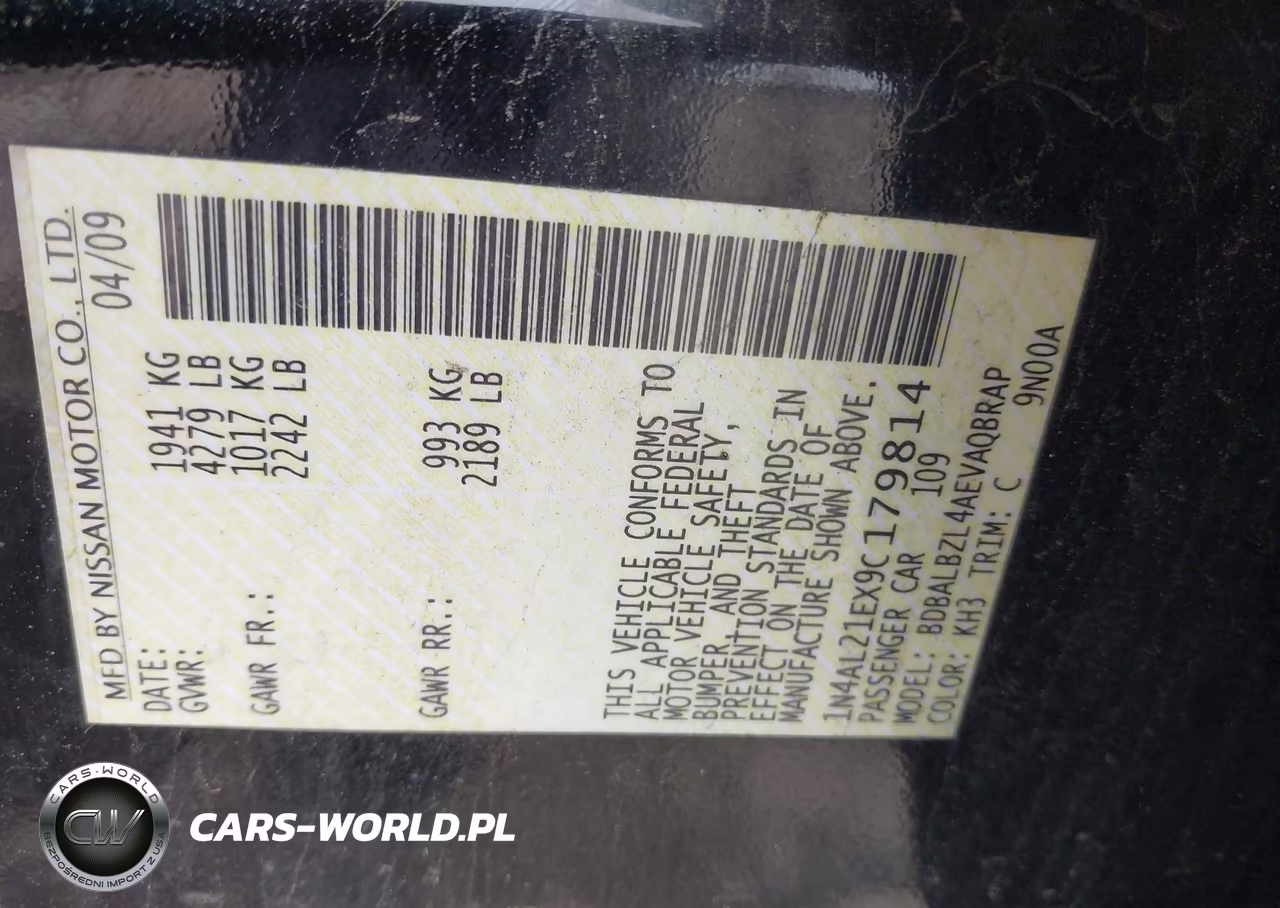 2009 Nissan Altima 2.5-2.5S VIN:1N4AL21EX9C179814 - 9