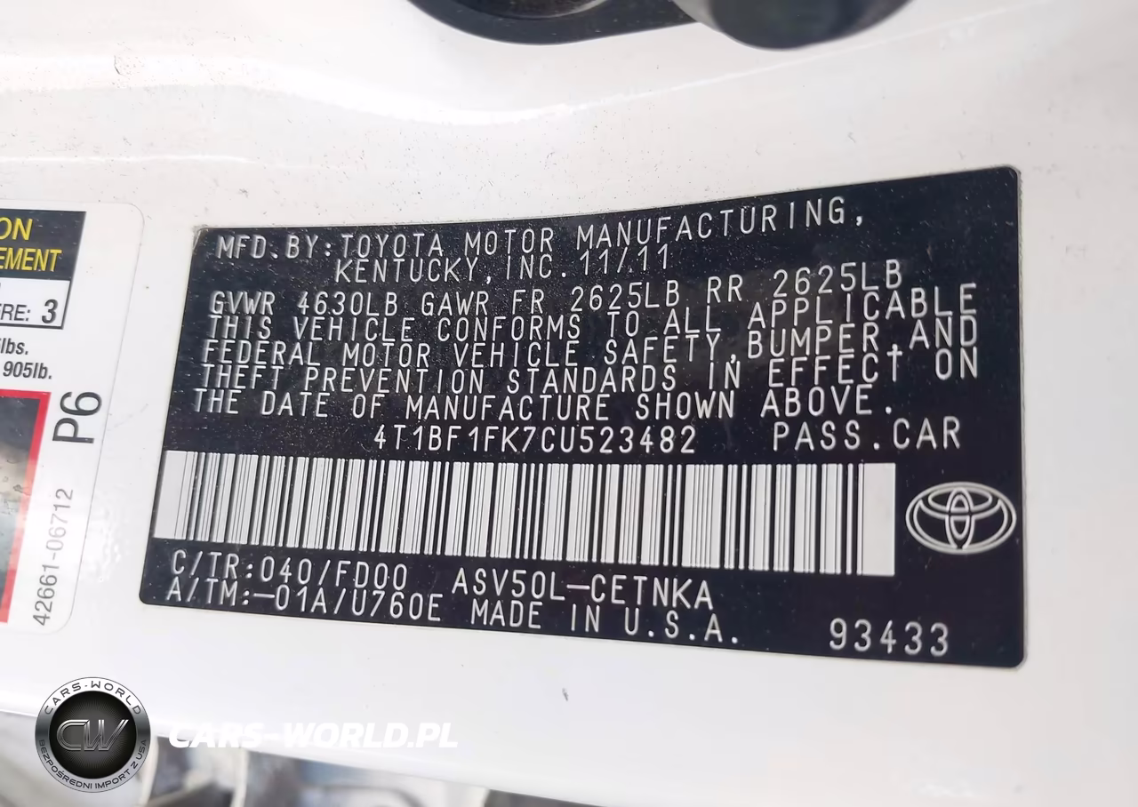 2012 Toyota Camry Le VIN:4T1BF1FK7CU523482 - 9