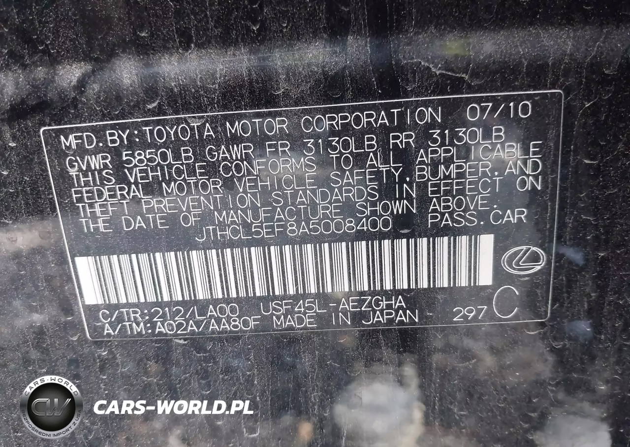 2010 Lexus Ls 460 VIN:JTHCL5EF8A5008400 - 9