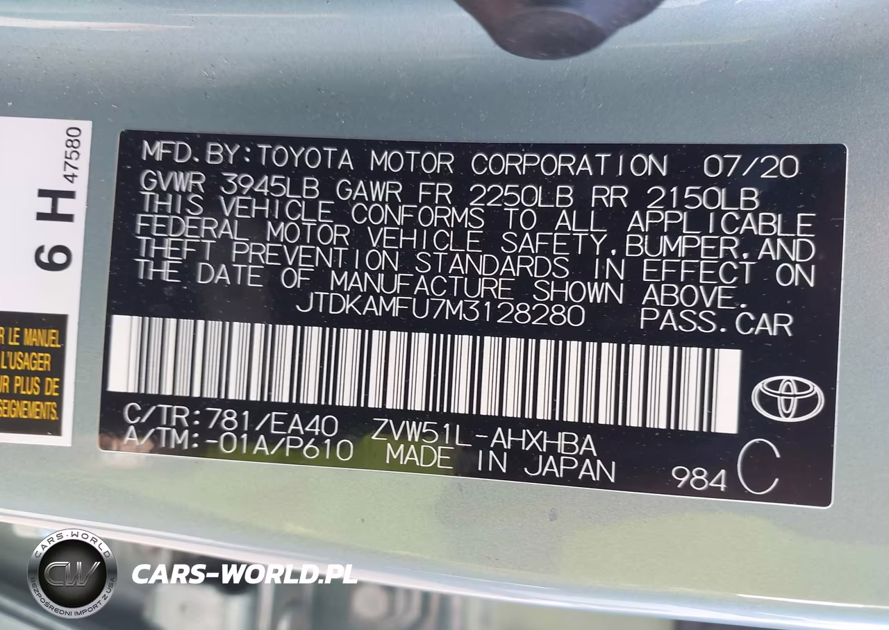 2021 Toyota Prius Xle VIN:JTDKAMFU7M3128280 - 9