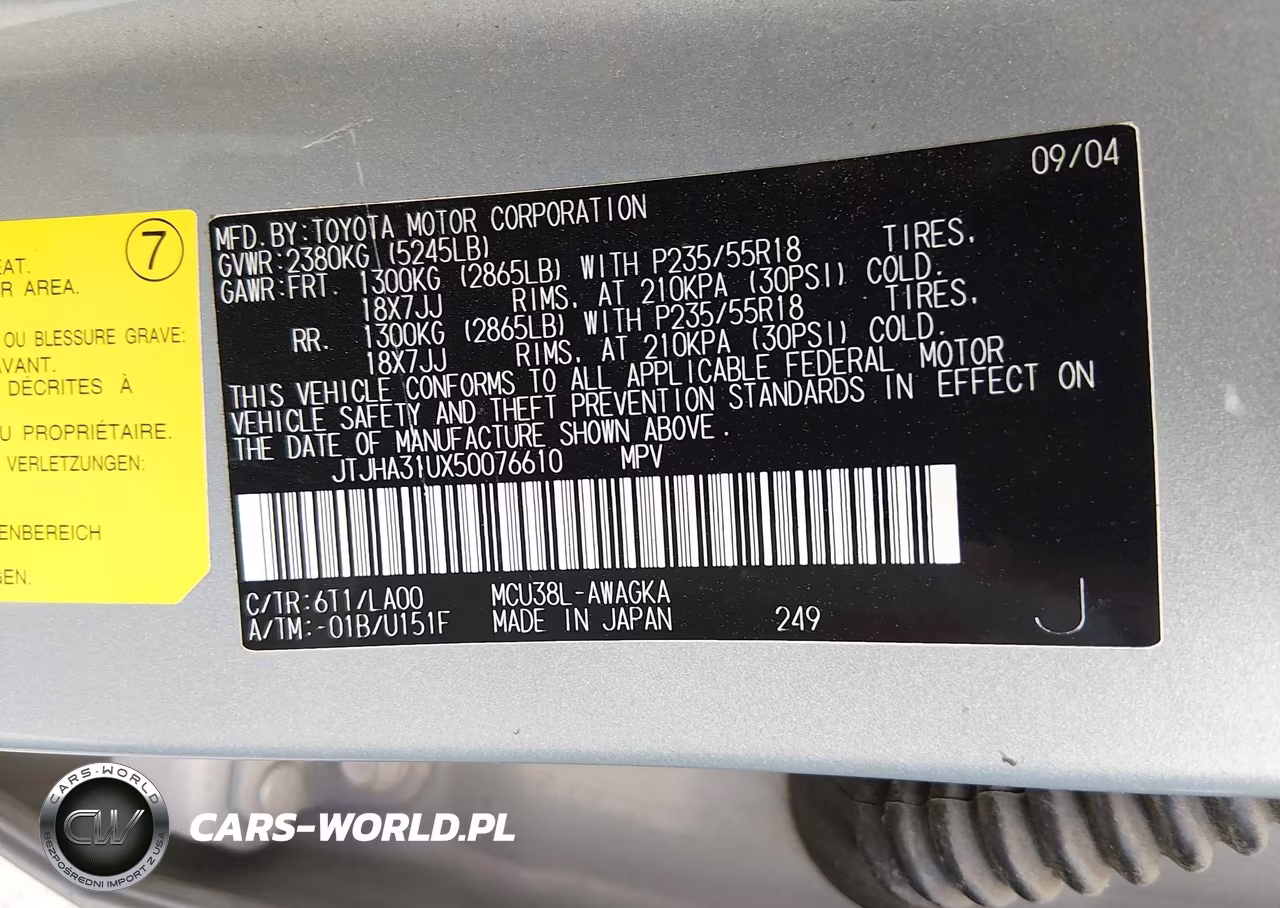 2005 Lexus Rx 330 VIN:JTJHA31UX50076610 - 9