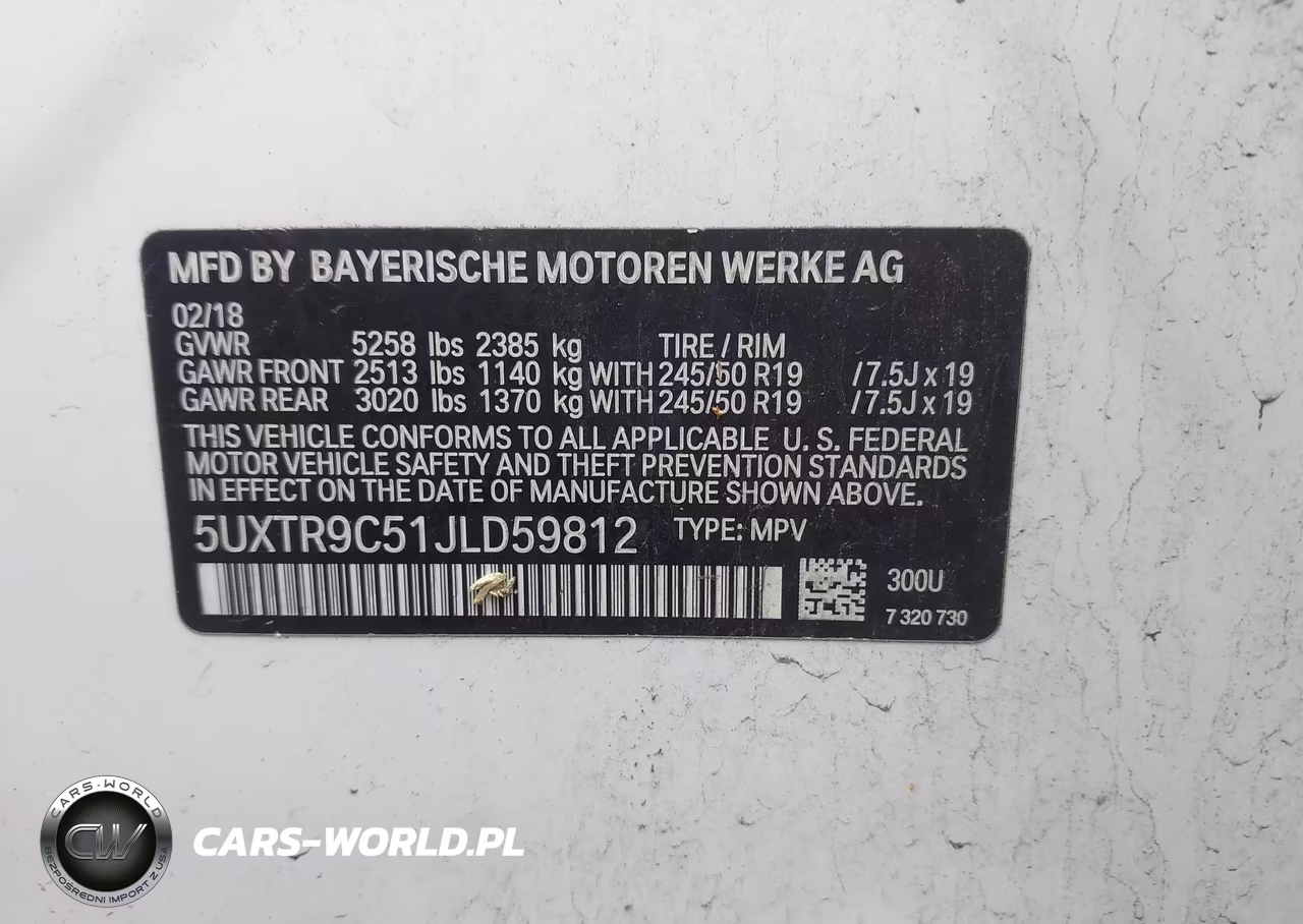 2018 BMW X3 xDrive30I VIN:5UXTR9C51JLD59812 - 9