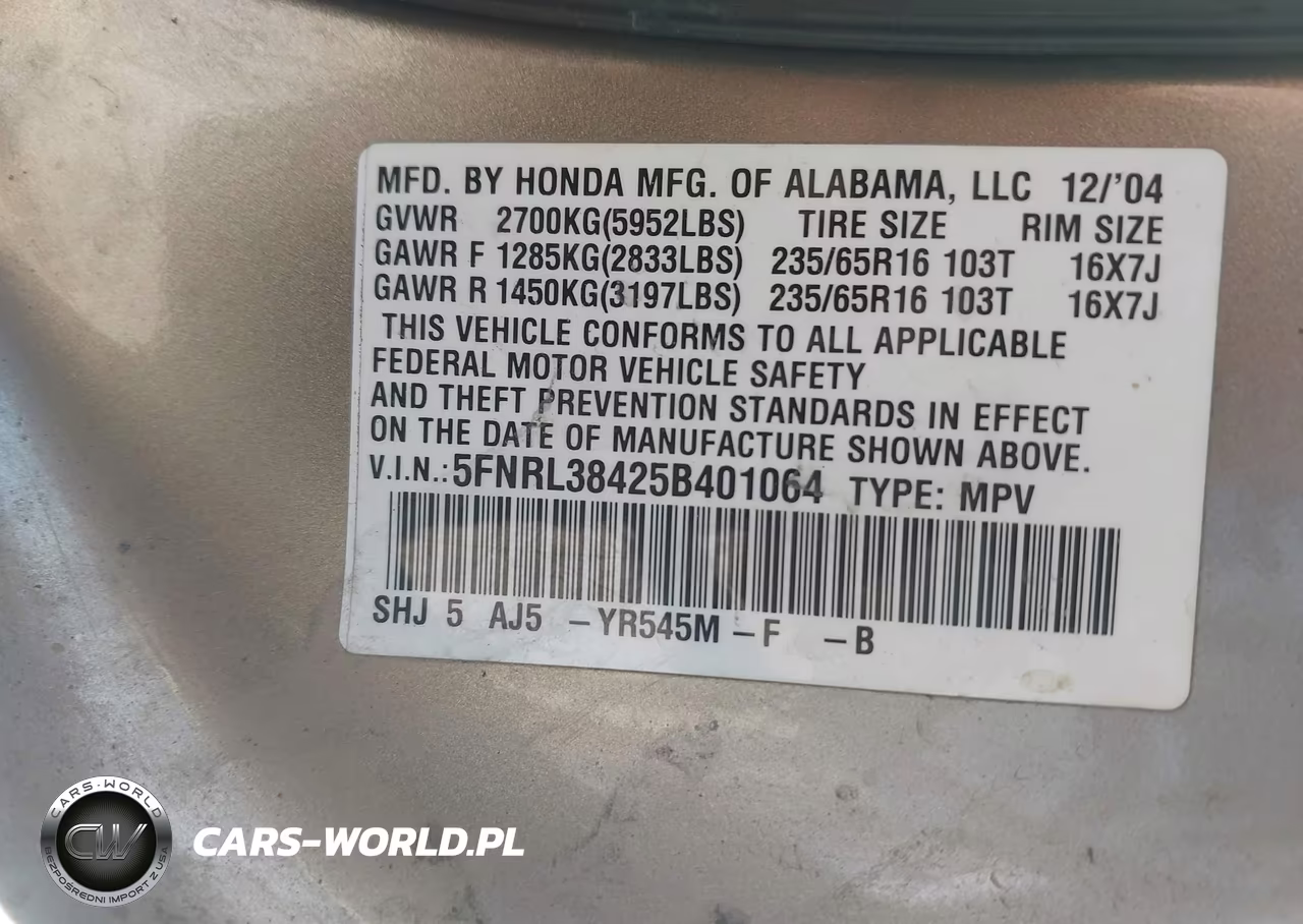 2005 Honda Odyssey Ex VIN:5FNRL38425B401064 - 9