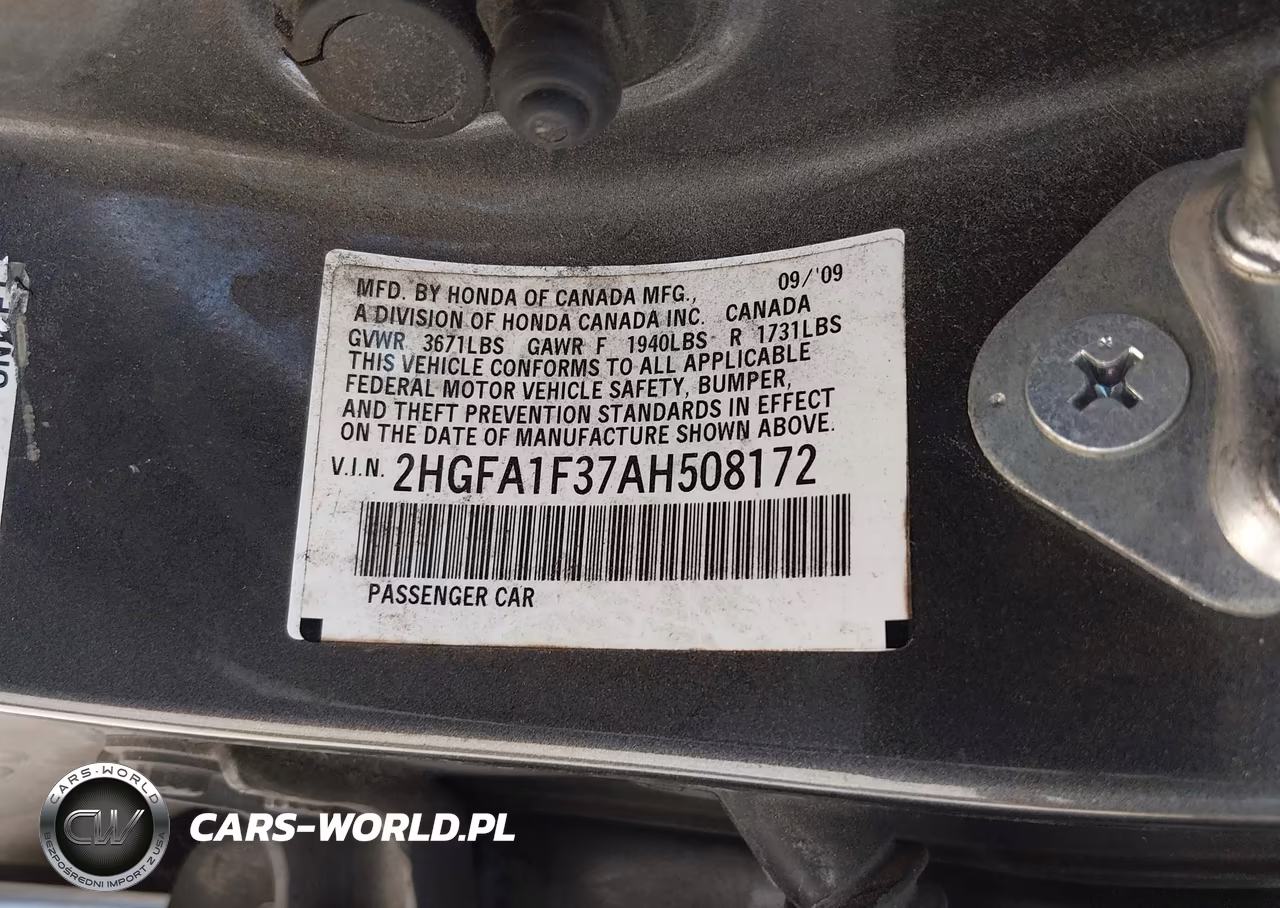 2010 Honda Civic Vp VIN:2HGFA1F37AH508172 - 9