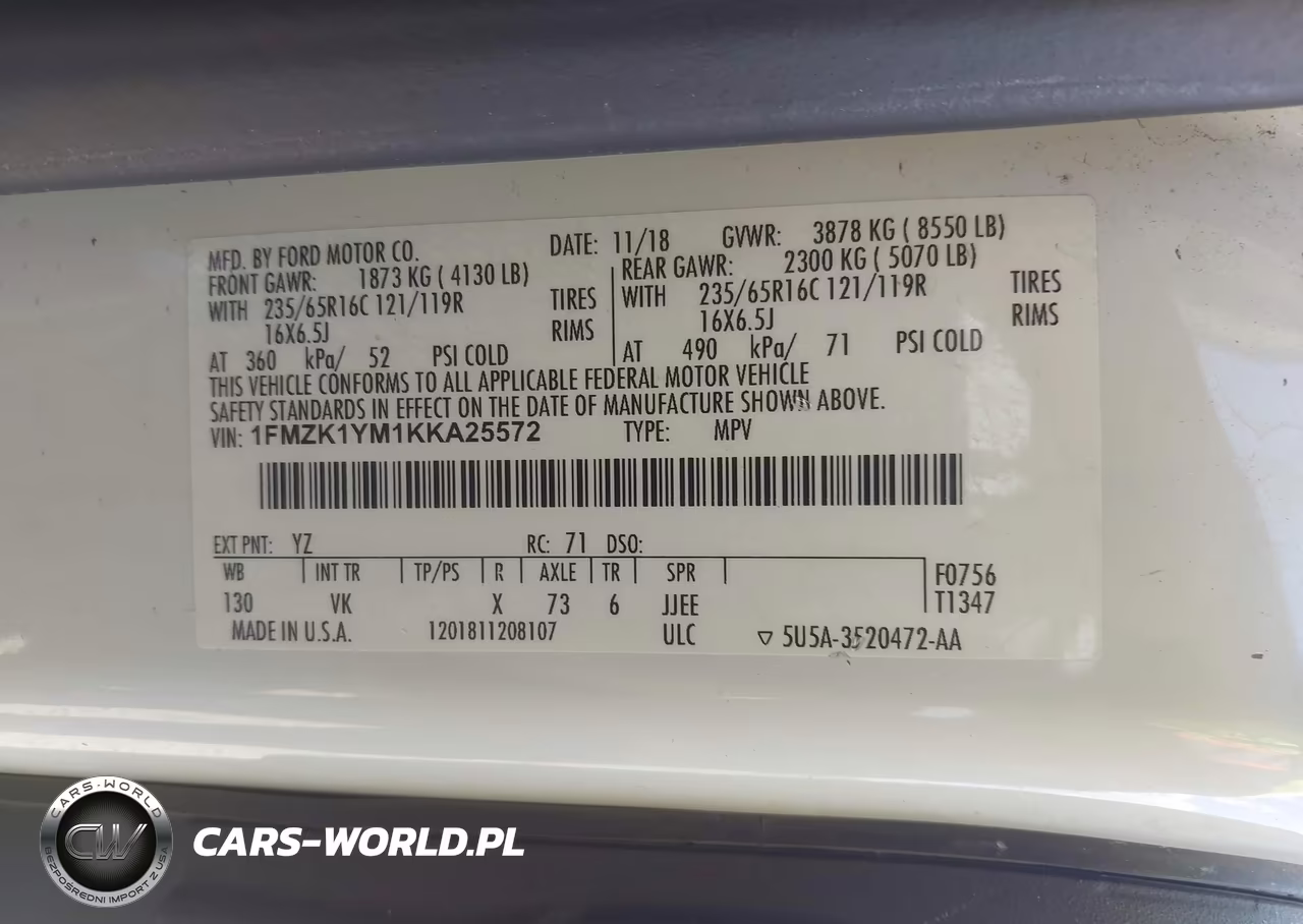 2019 Ford Transit-150 Xl VIN:1FMZK1YM1KKA25572 - 9