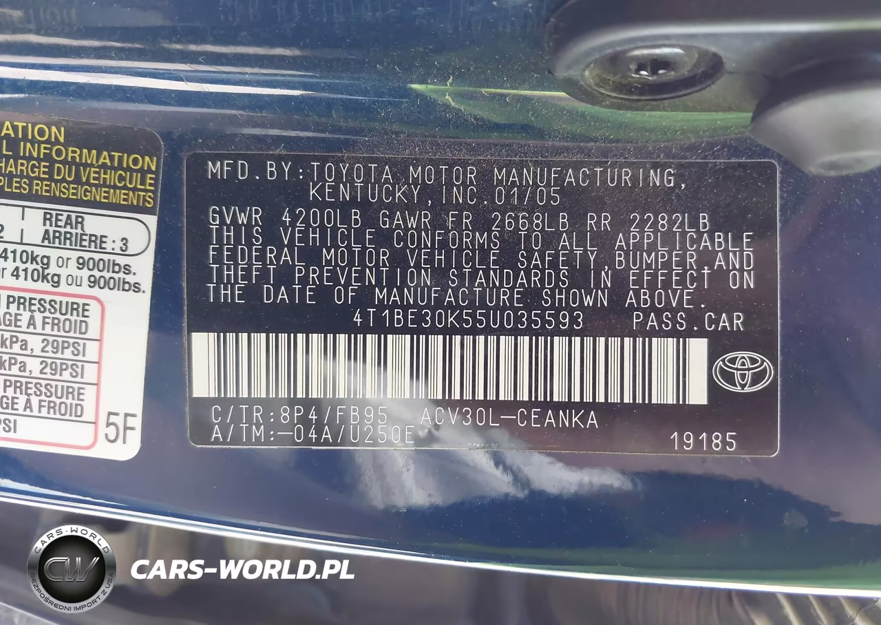 2005 Toyota Camry Le VIN:4T1BE30K55U035593 - 9
