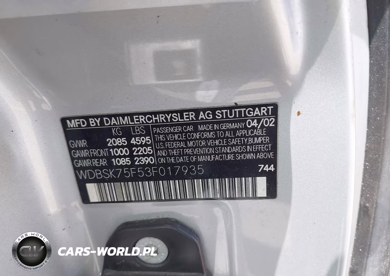 2003 Mercedes-Benz Sl 500 VIN:WDBSK75F53F017935 - 9