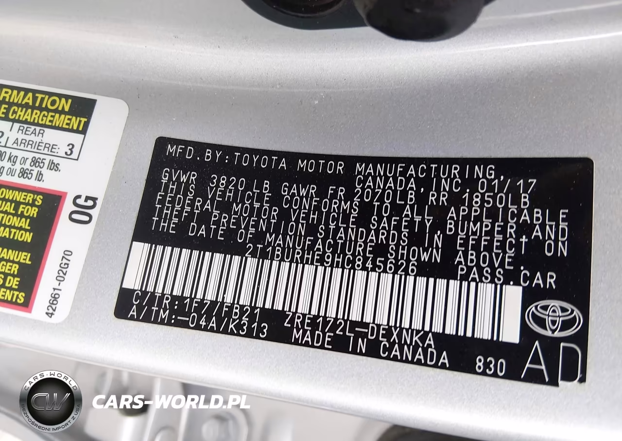 2017 Toyota Corolla Le VIN:2T1BURHE9HC845626 - 9