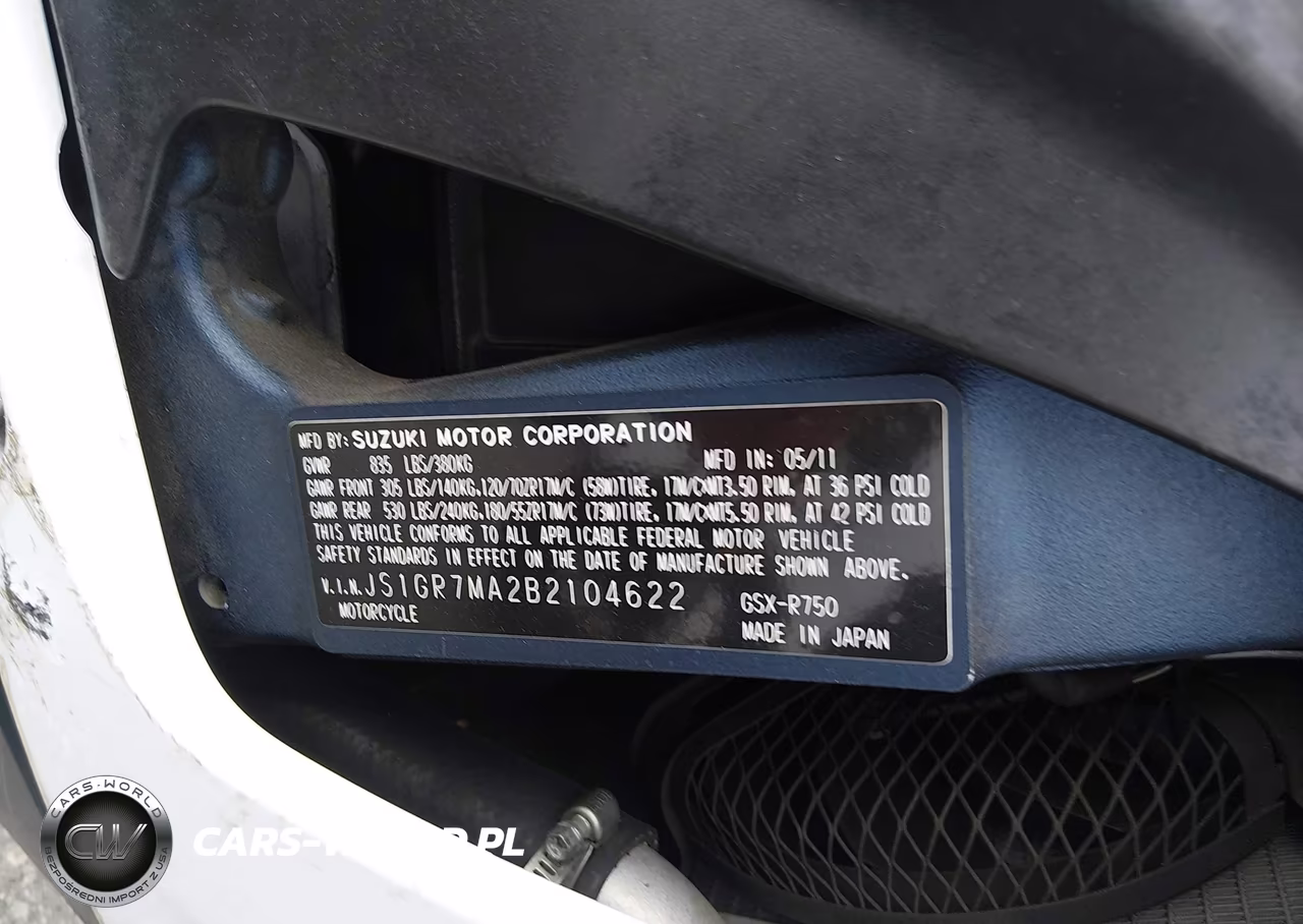 2011 Suzuki Gsx750 VIN:JS1GR7MA2B2104622 - 10