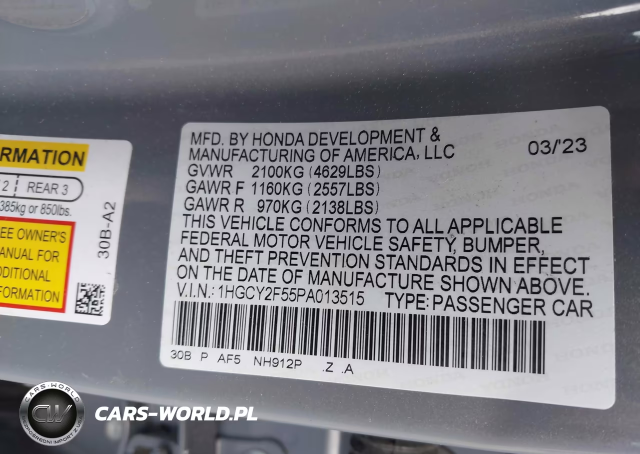 2023 Honda Accord Hybrid Sport VIN:1HGCY2F55PA013515 - 9