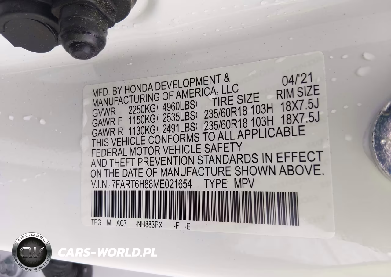 2021 Honda Cr-V Exl VIN:7FART6H88ME021654 - 9