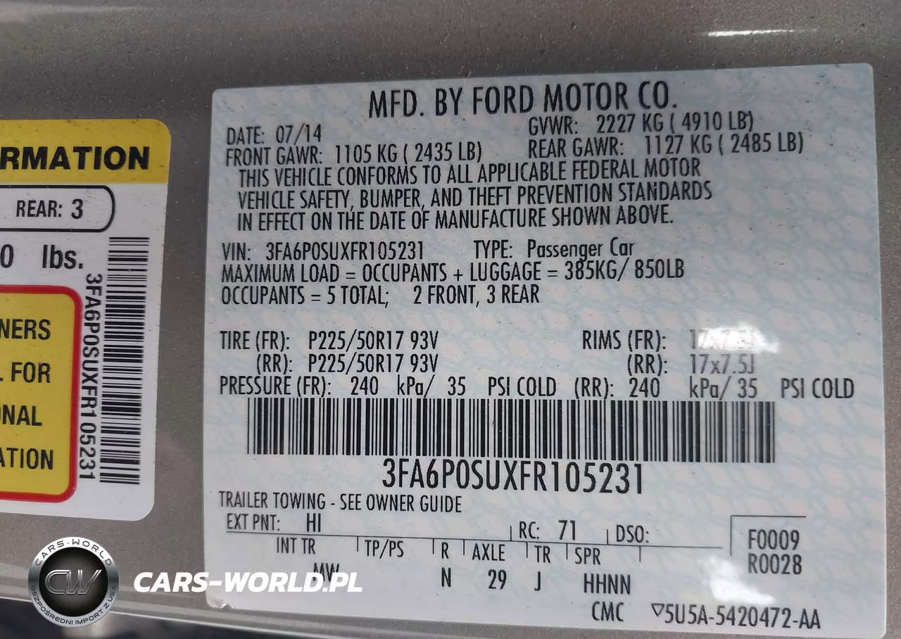 2015 Ford Fusion Energi Titanium VIN:3FA6P0SUXFR105231 - 9