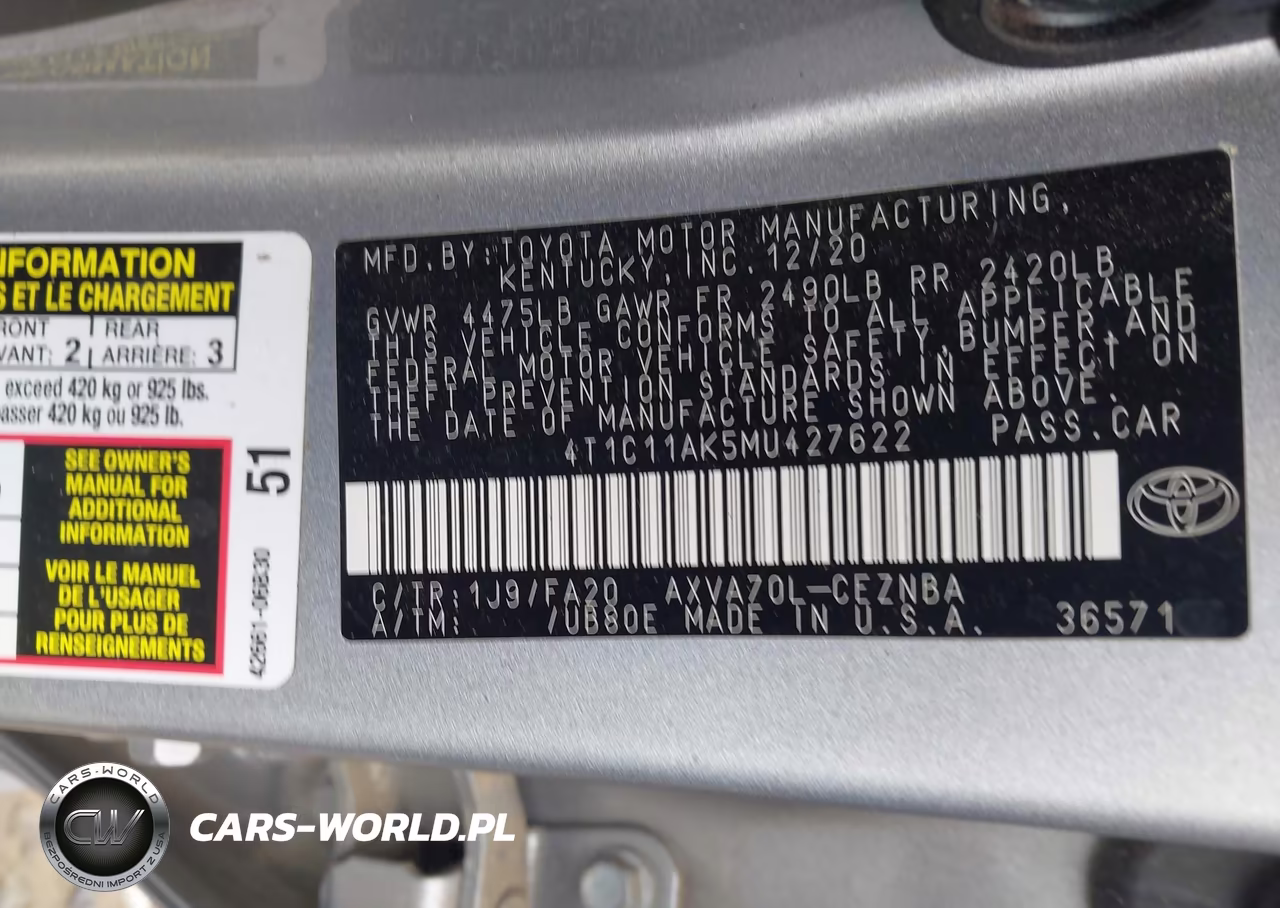 2021 Toyota Camry Le VIN:4T1C11AK5MU427622 - 9