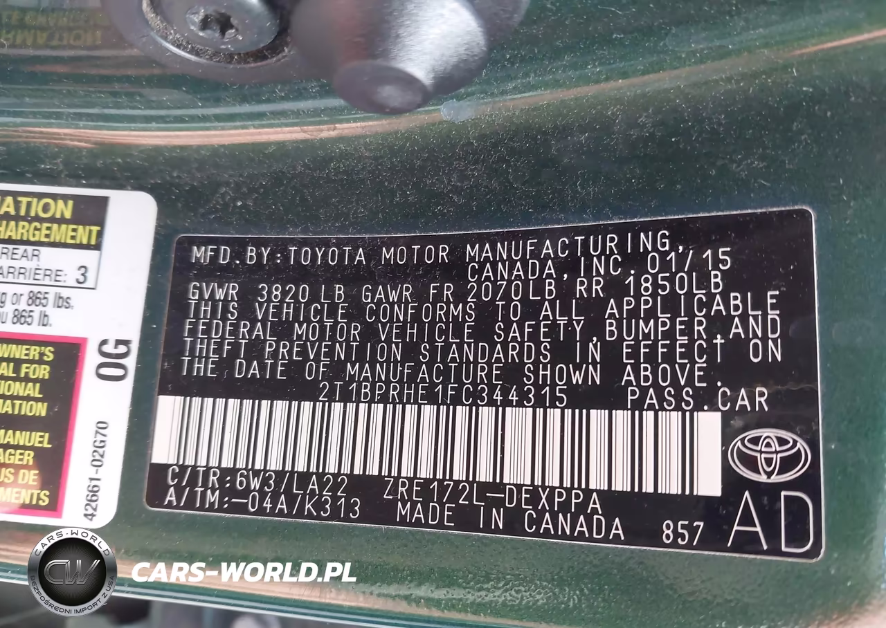 2015 Toyota Corolla Le Eco Premium VIN:2T1BPRHE1FC344315 - 9