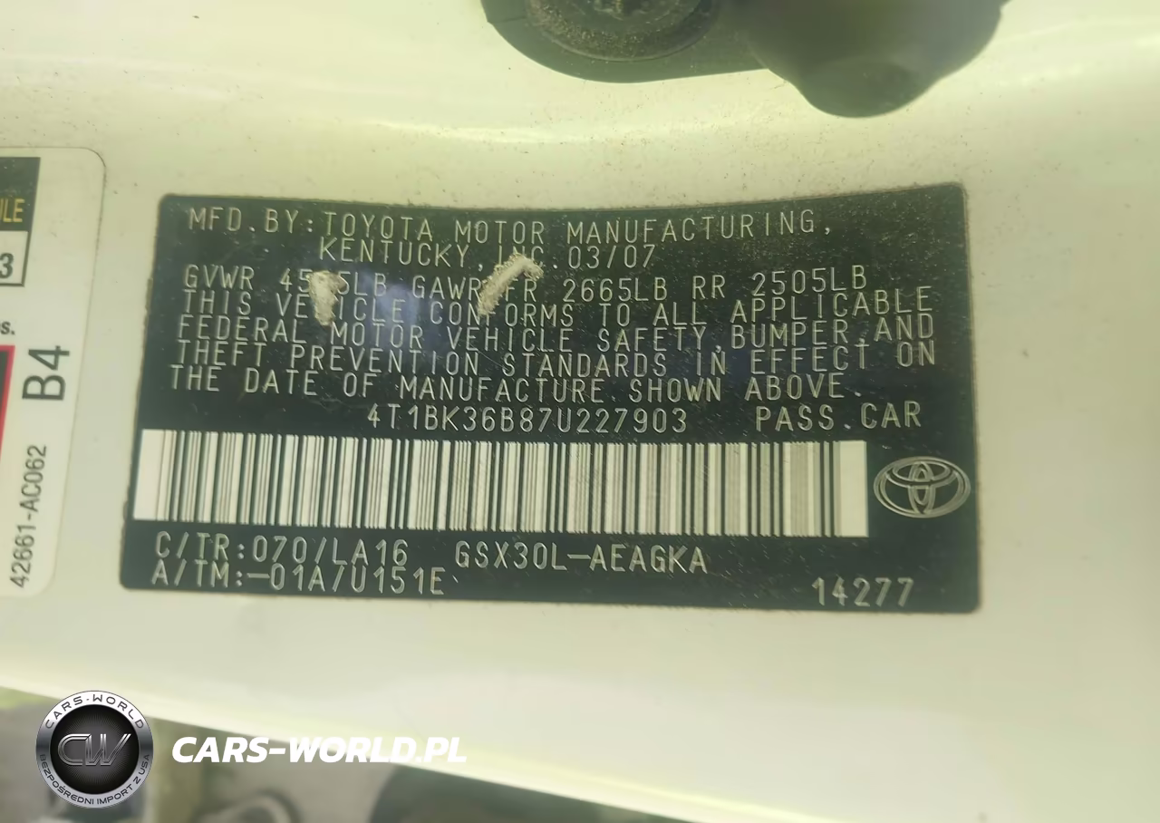 2007 Toyota Avalon Xls VIN:4T1BK36B87U227903 - 9
