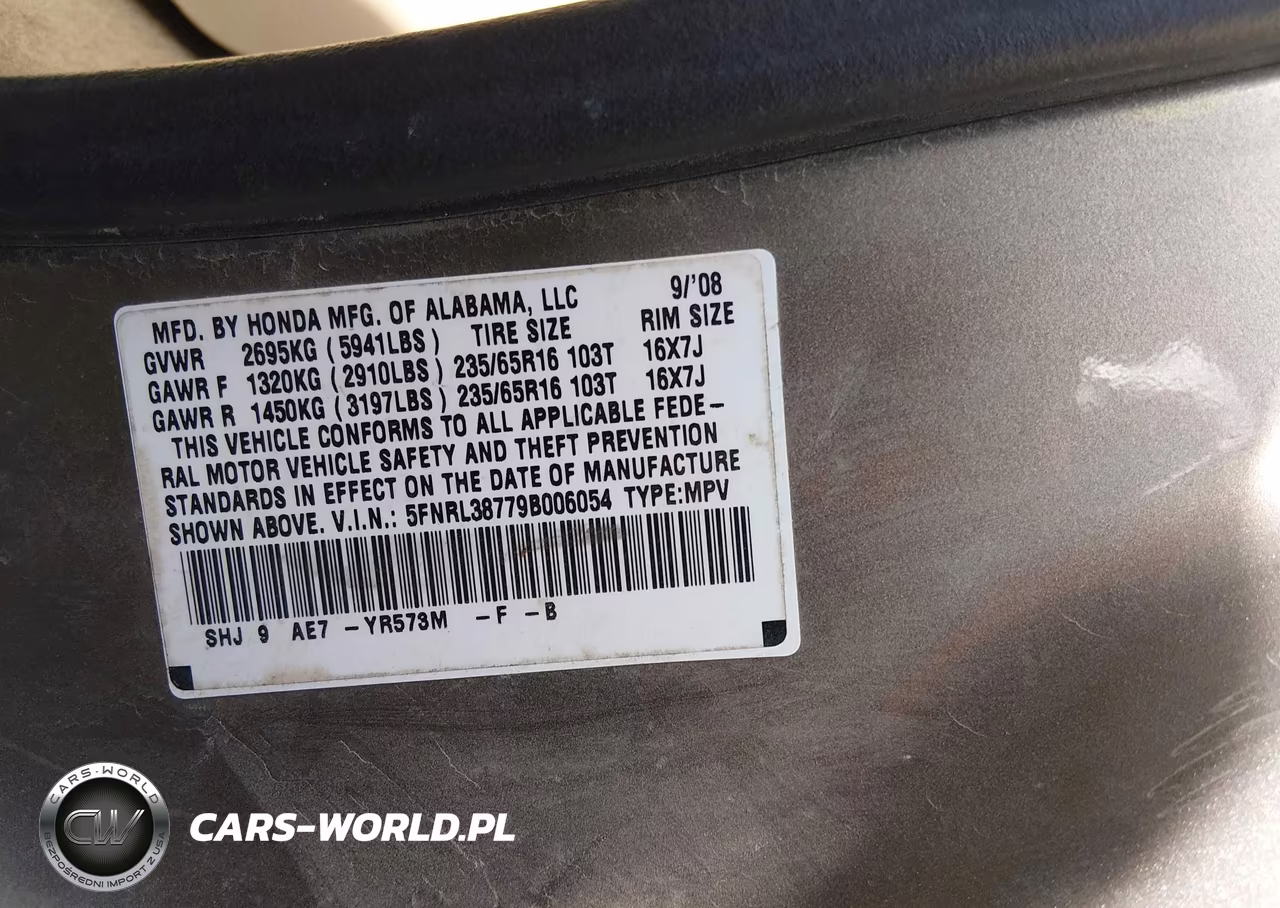 2009 Honda Odyssey Ex-L VIN:5FNRL38779B006054 - 9