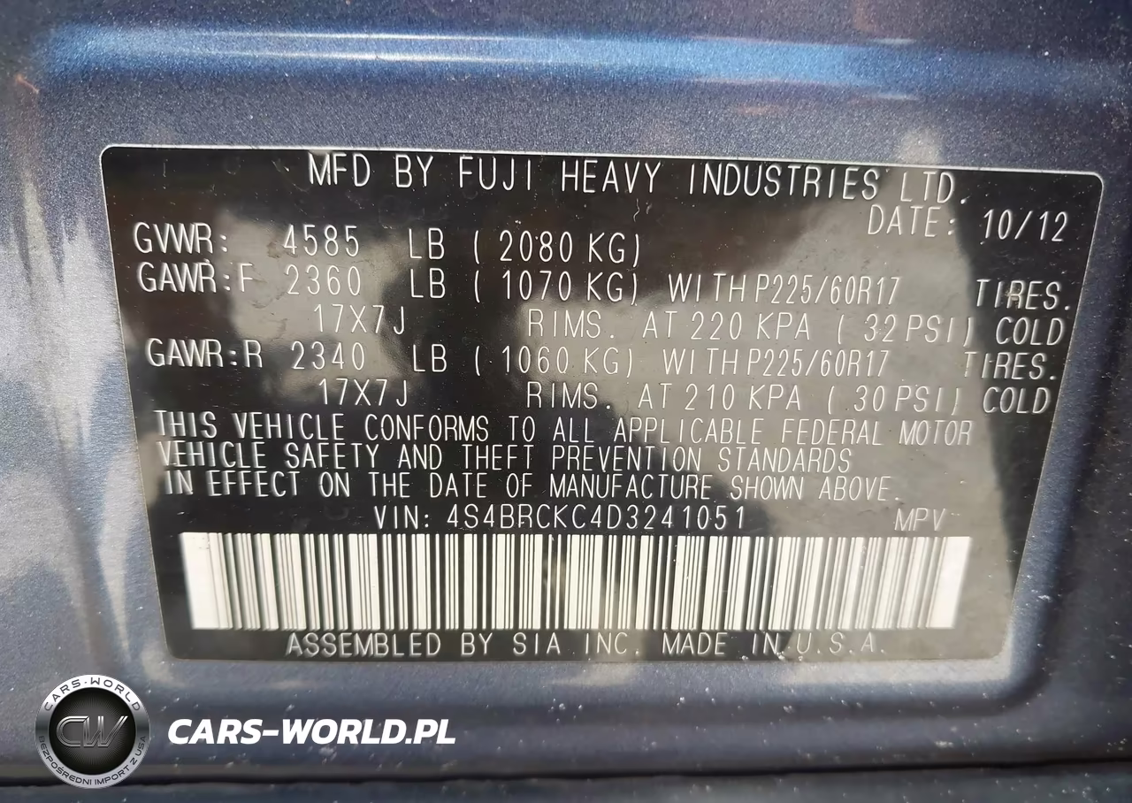 2013 Subaru Outback 2.5I Limited VIN:4S4BRCKC4D3241051 - 9
