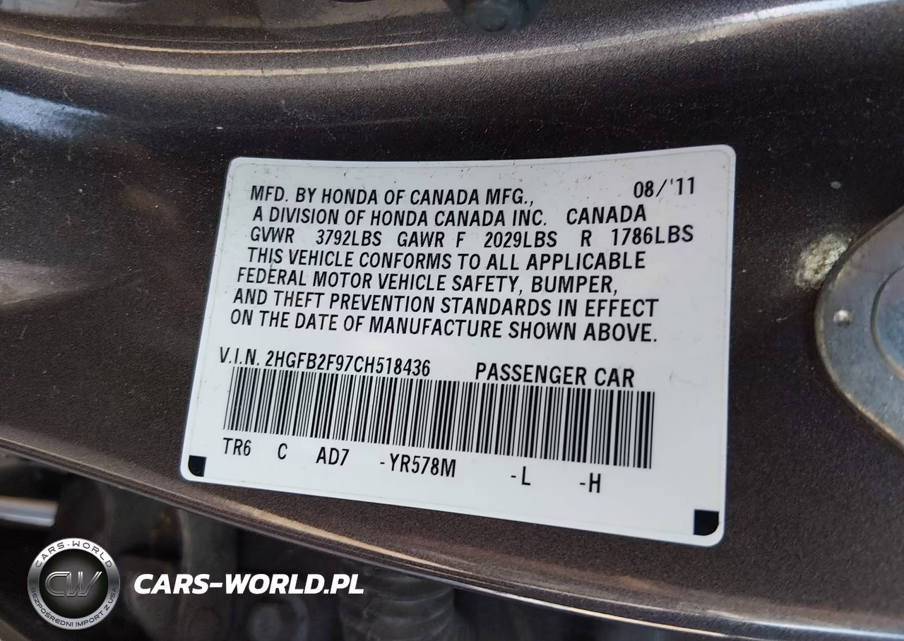 2012 Honda Civic Ex-L VIN:2HGFB2F97CH518436 - 9