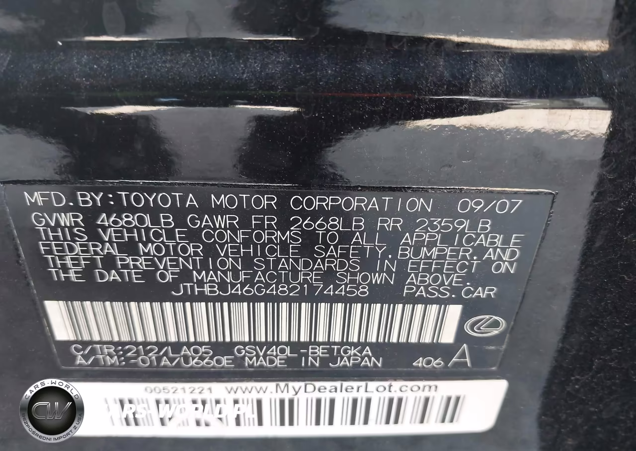 2008 Lexus Es 350 VIN:JTHBJ46G482174458 - 9