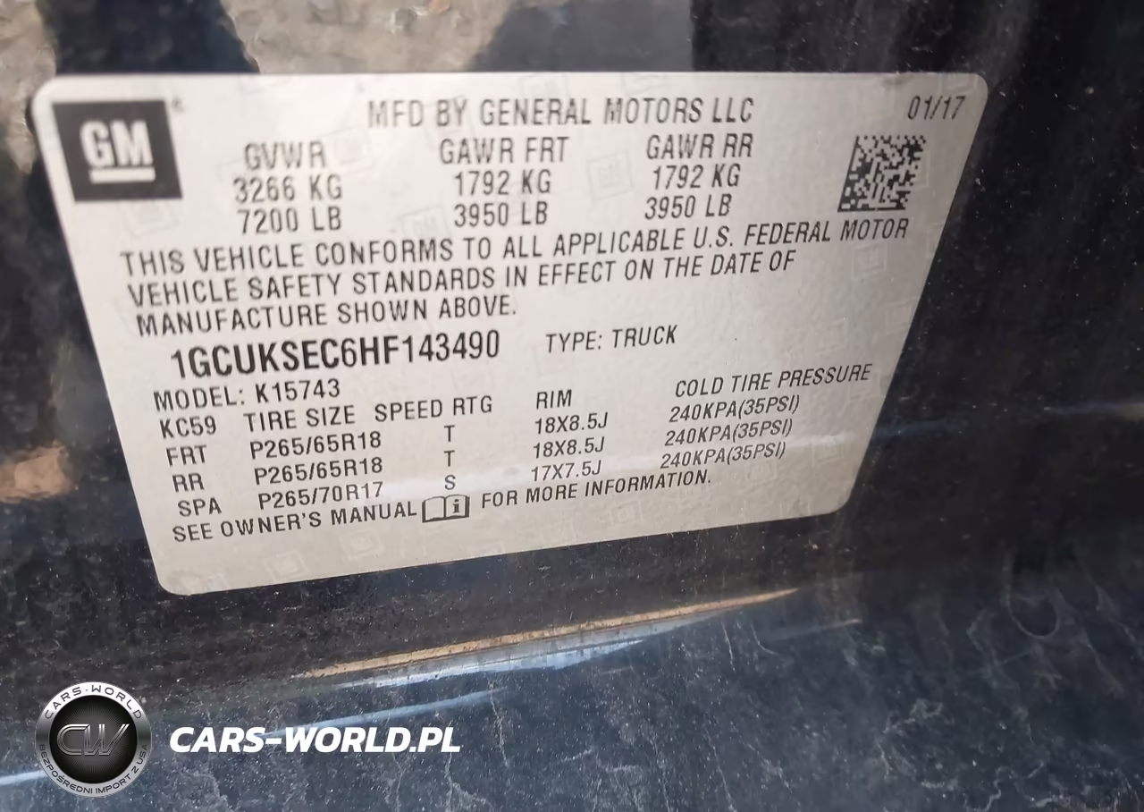 2017 Chevrolet Silverado 1500 1Lz VIN:1GCUKSEC6HF143490 - 9