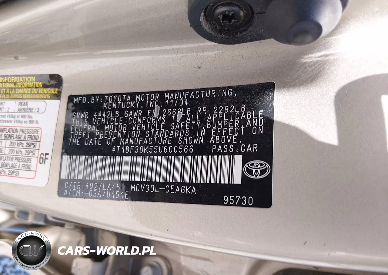 2005 Toyota Camry Xle V6 VIN:4T1BF30K55U600566 - 9