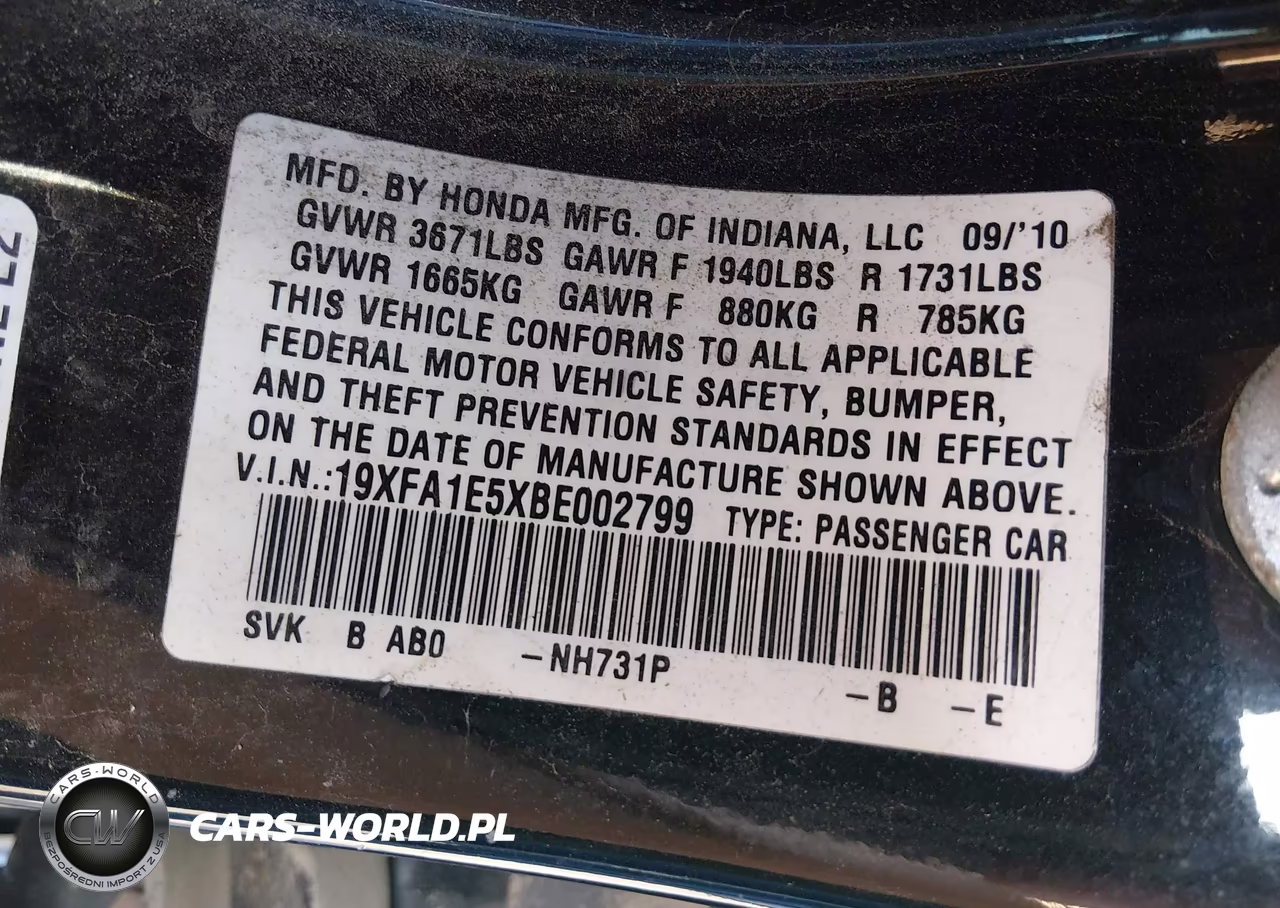 2011 Honda Civic Lx VIN:19XFA1E5XBE002799 - 9