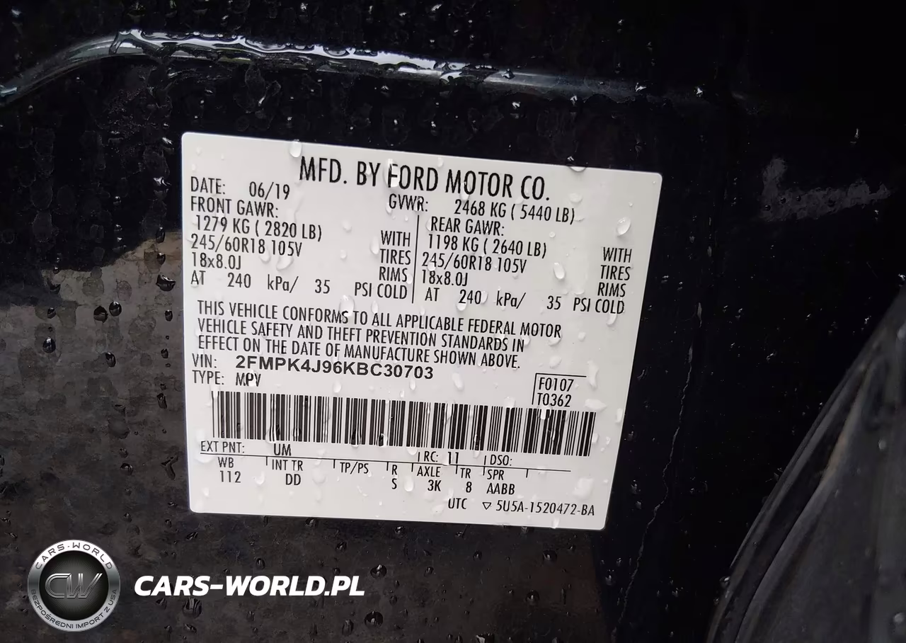 2019 Ford Edge Sel VIN:2FMPK4J96KBC30703 - 9