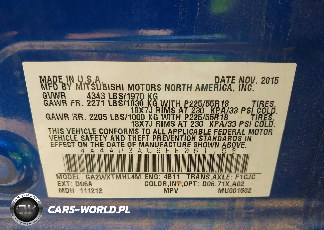 2015 Mitsubishi Outlander Sport Es VIN:4A4AP3AU9FE061158 - 9