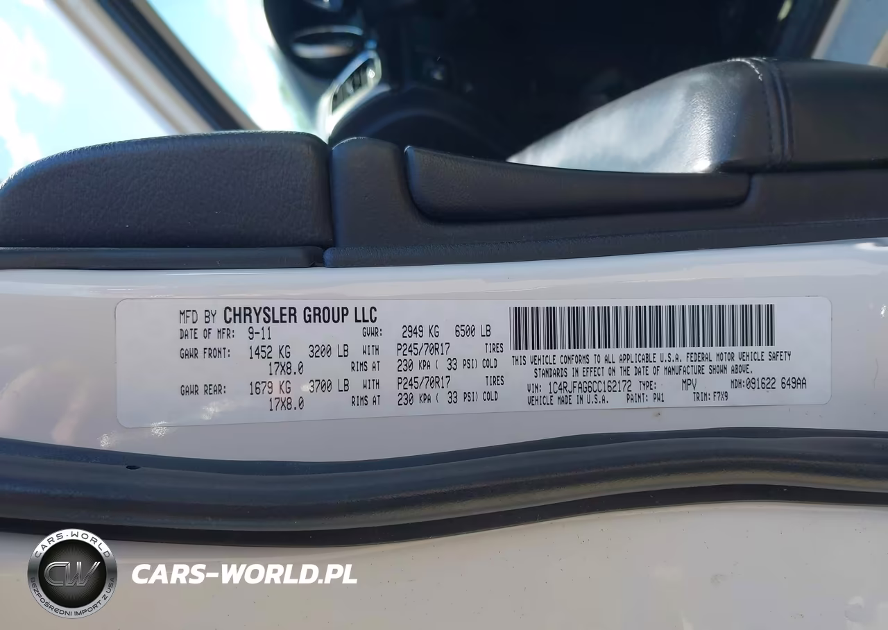 2012 Jeep Grand Cherokee Laredo VIN:1C4RJFAG6CC162172 - 9