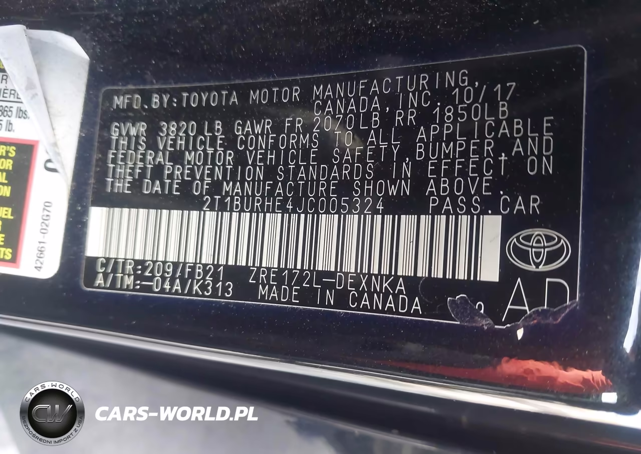 2018 Toyota Corolla Le VIN:2T1BURHE4JC005324 - 9