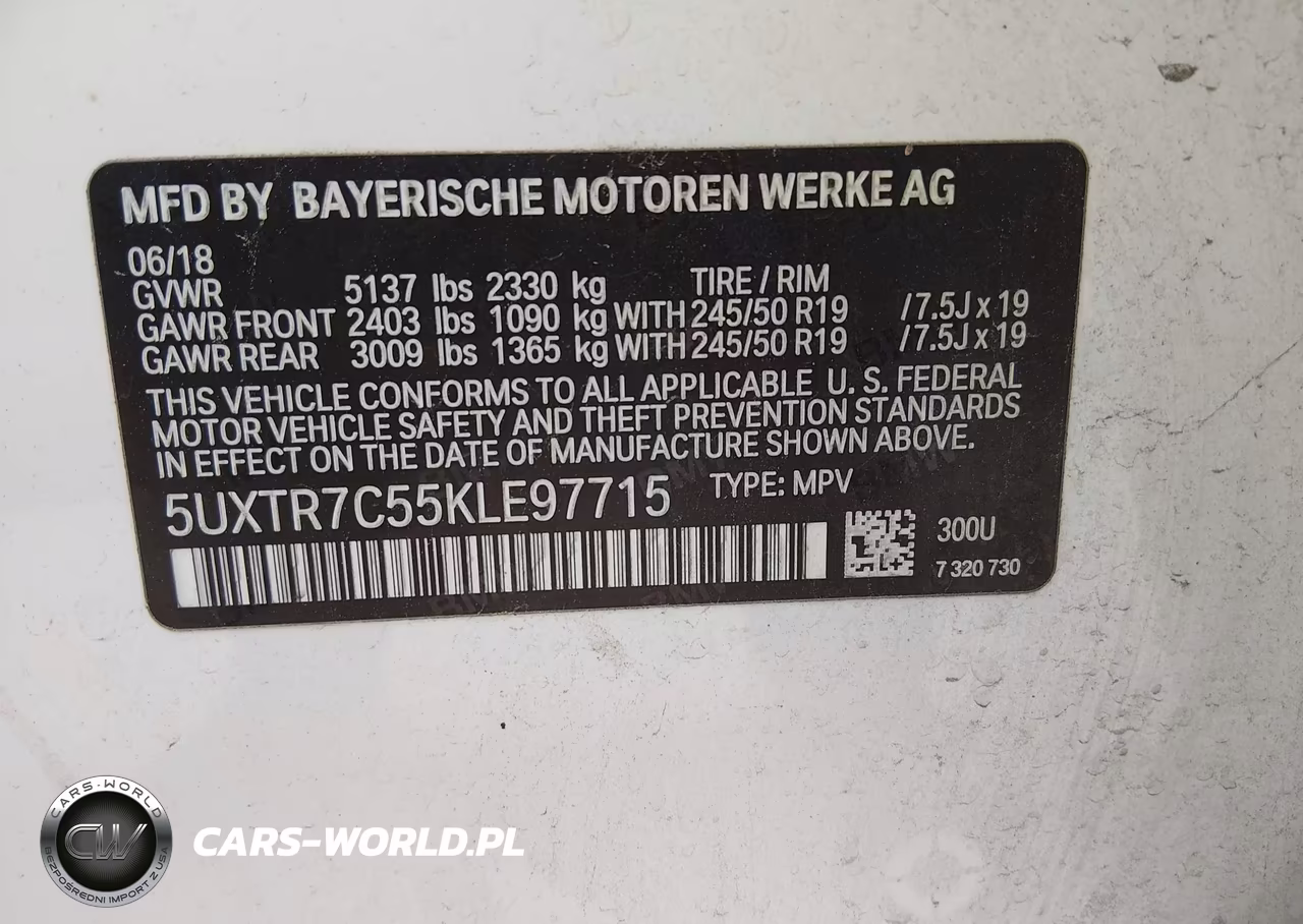2019 BMW X3 Sdrive30I VIN:5UXTR7C55KLE97715 - 9