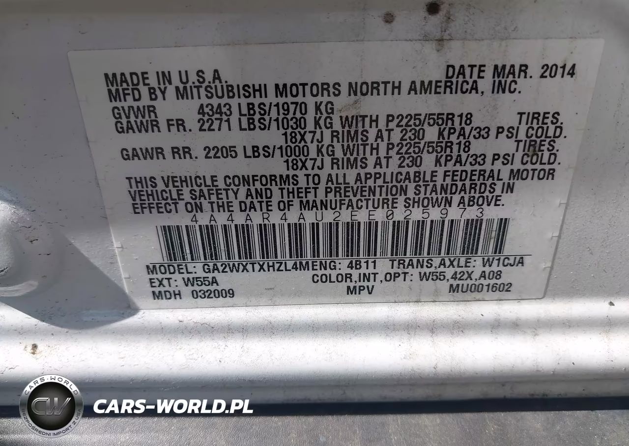 2014 Mitsubishi Outlander Sport Se VIN:4A4AR4AU2EE025973 - 9