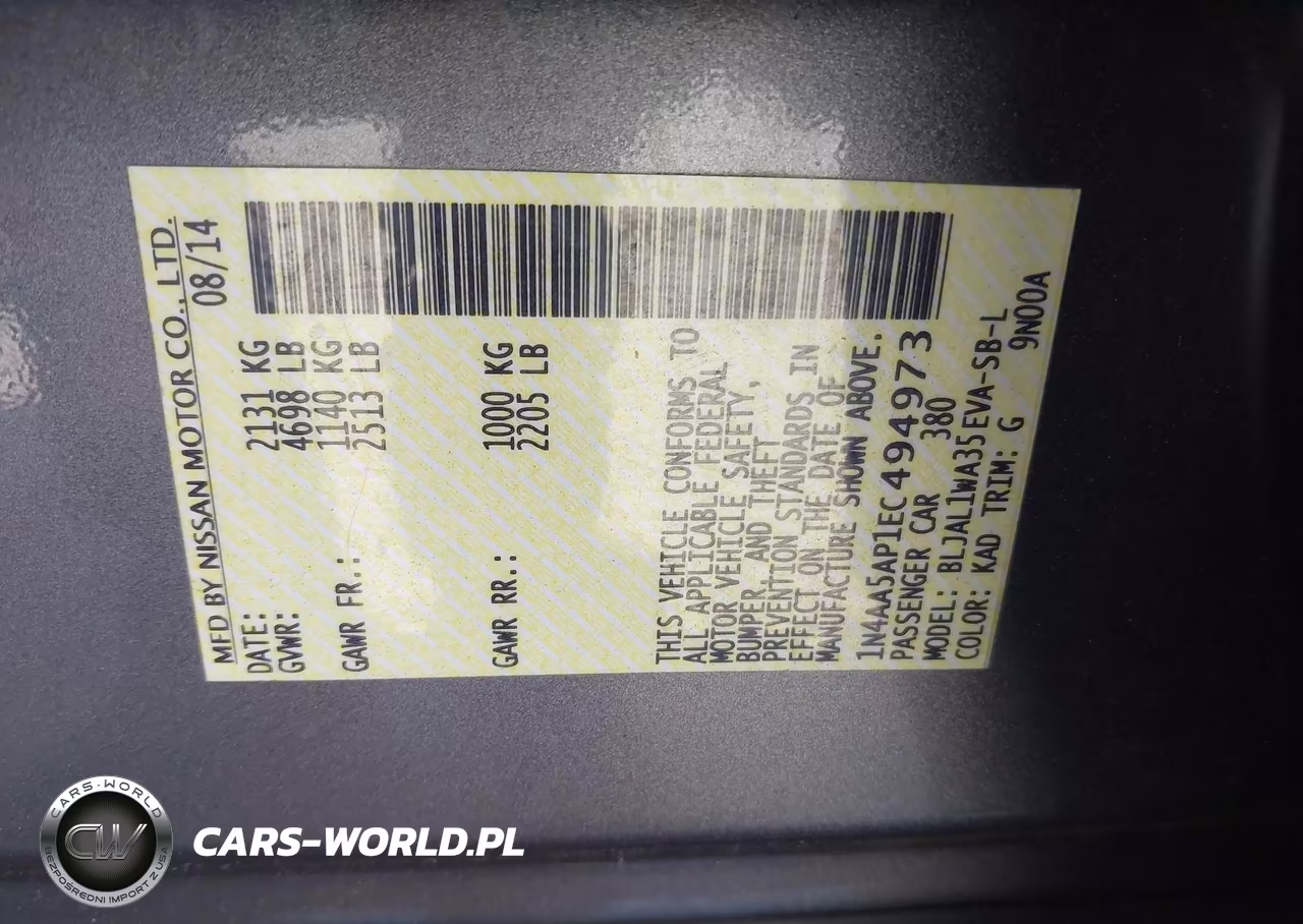 2014 Nissan Maxima 3.5 Sv VIN:1N4AA5AP1EC494973 - 9