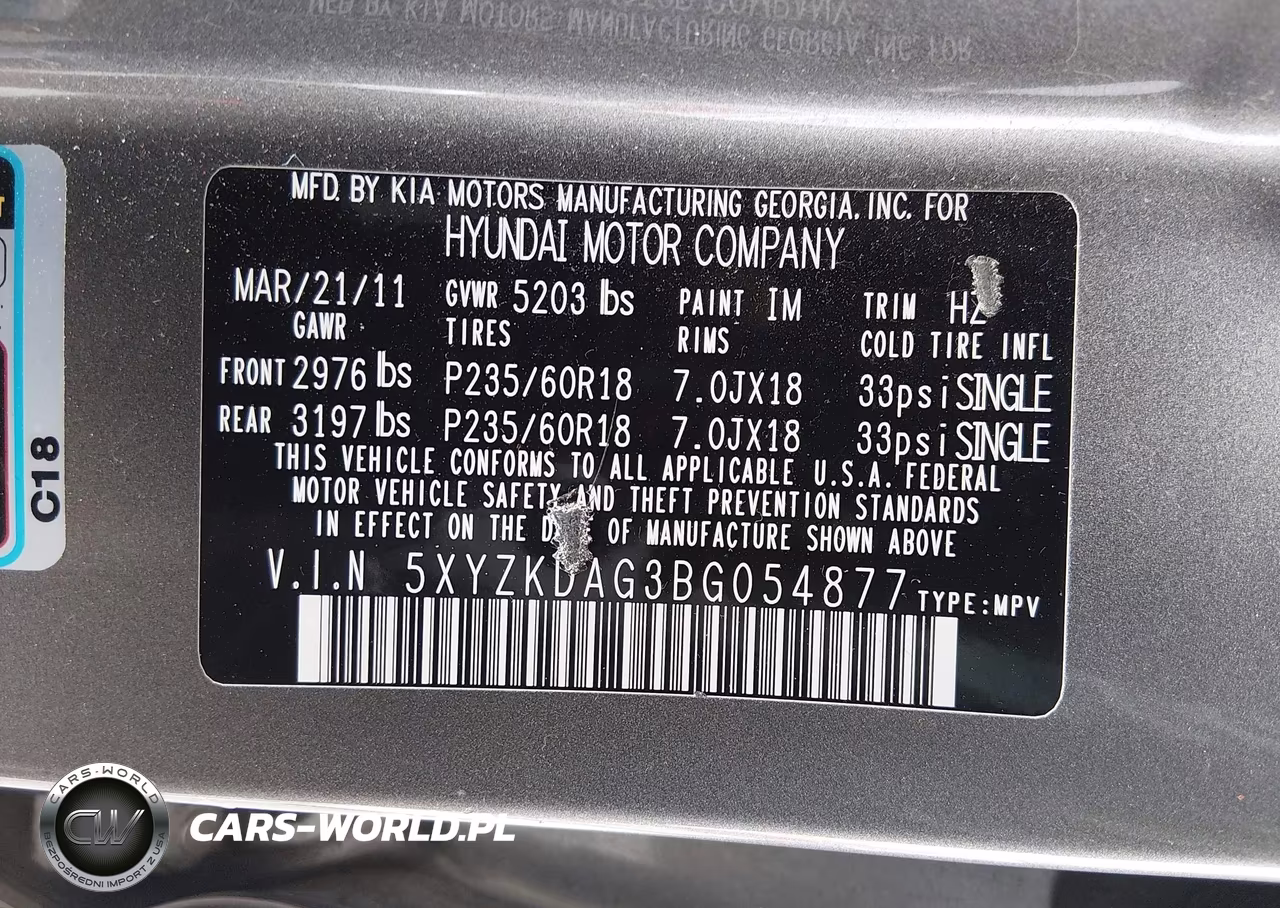 2011 Hyundai Santa Fe Limited V6 VIN:5XYZKDAG3BG054877 - 9