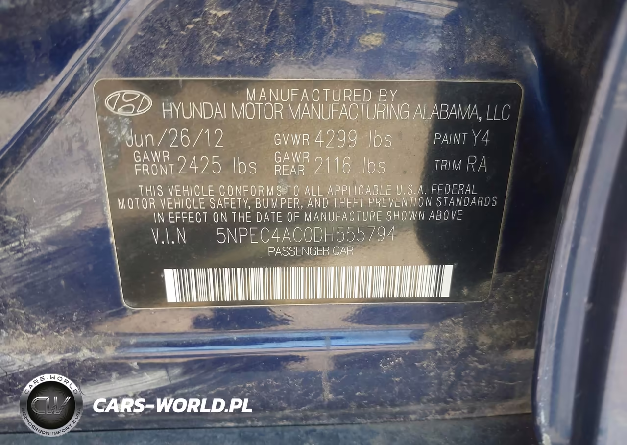 2013 Hyundai Sonata Se VIN:5NPEC4AC0DH555794 - 9