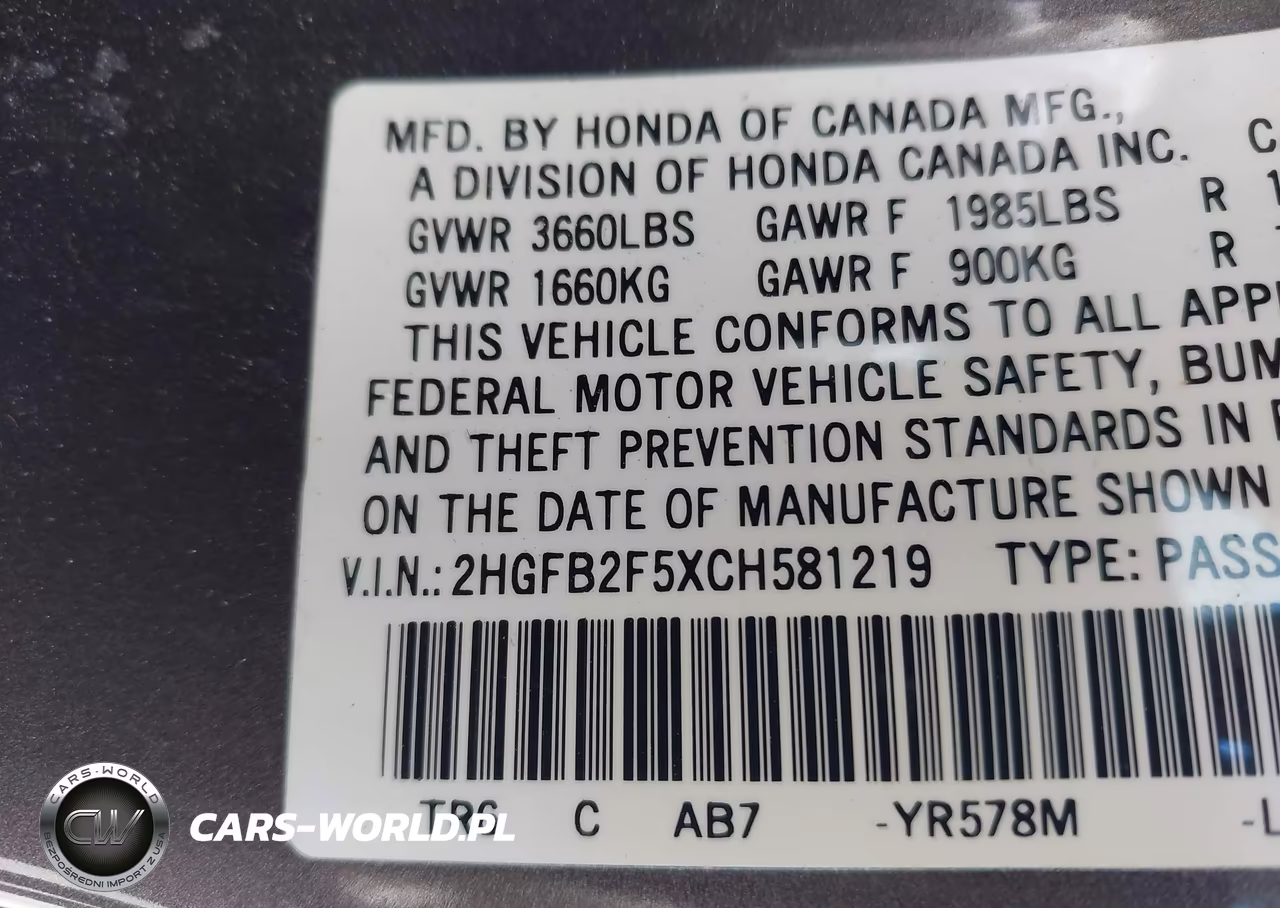 2012 Honda Civic Lx VIN:2HGFB2F5XCH581219 - 9
