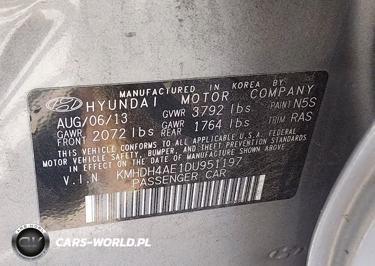 2013 Hyundai Elantra Gls VIN:KMHDH4AE1DU951197 - 9