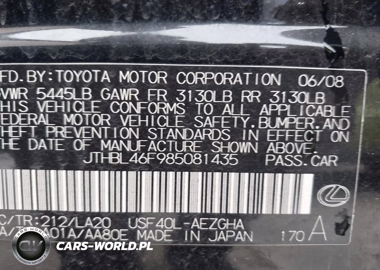 2008 Lexus Ls 460 VIN:JTHBL46F985081435 - 9