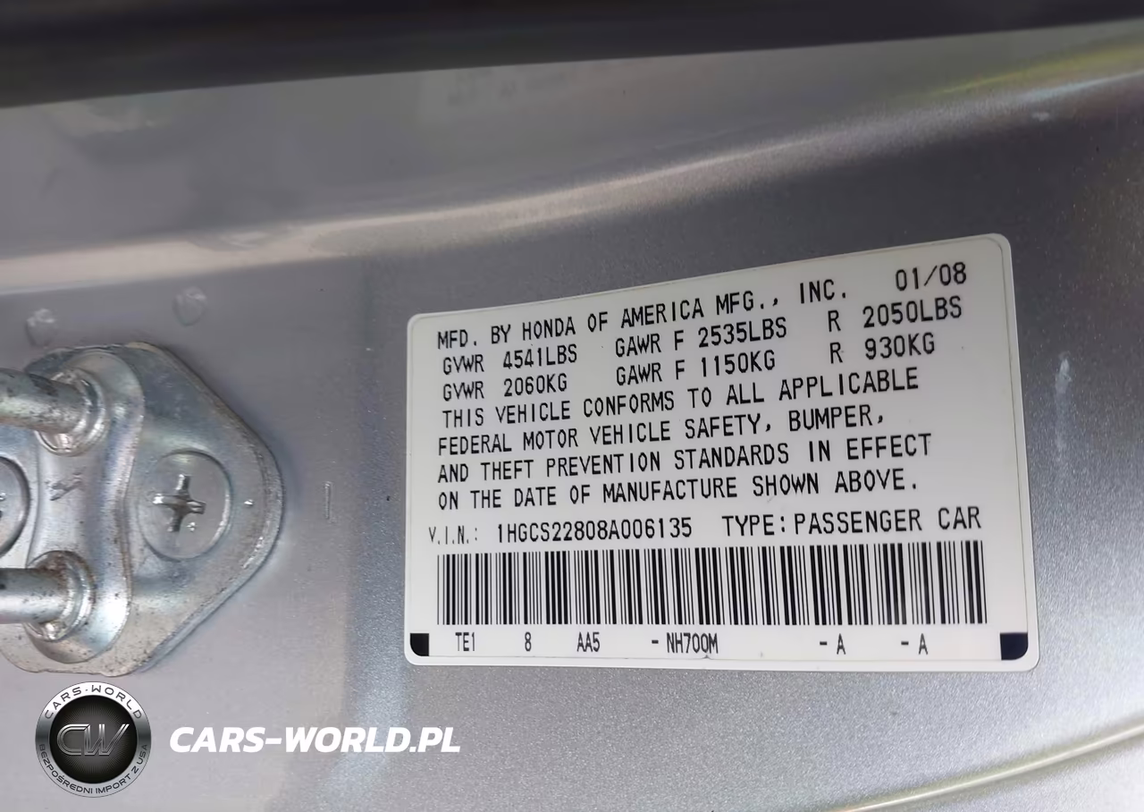 2008 Honda Accord 3.5 Ex-L VIN:1HGCS22808A006135 - 9