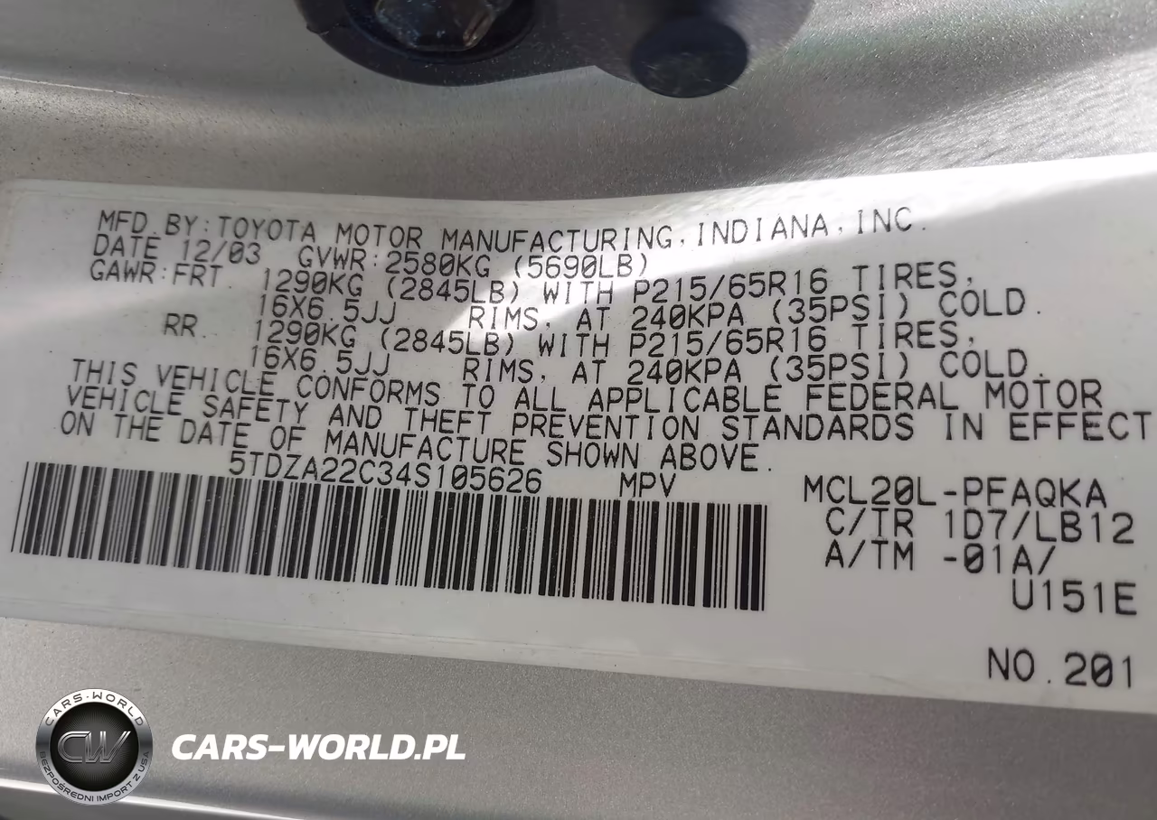 2004 Toyota Sienna Xle VIN:5TDZA22C34S105626 - 9