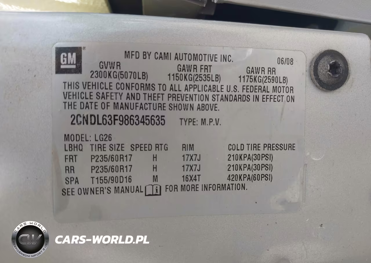 2008 Chevrolet Equinox Lt VIN:2CNDL63F986345635 - 9