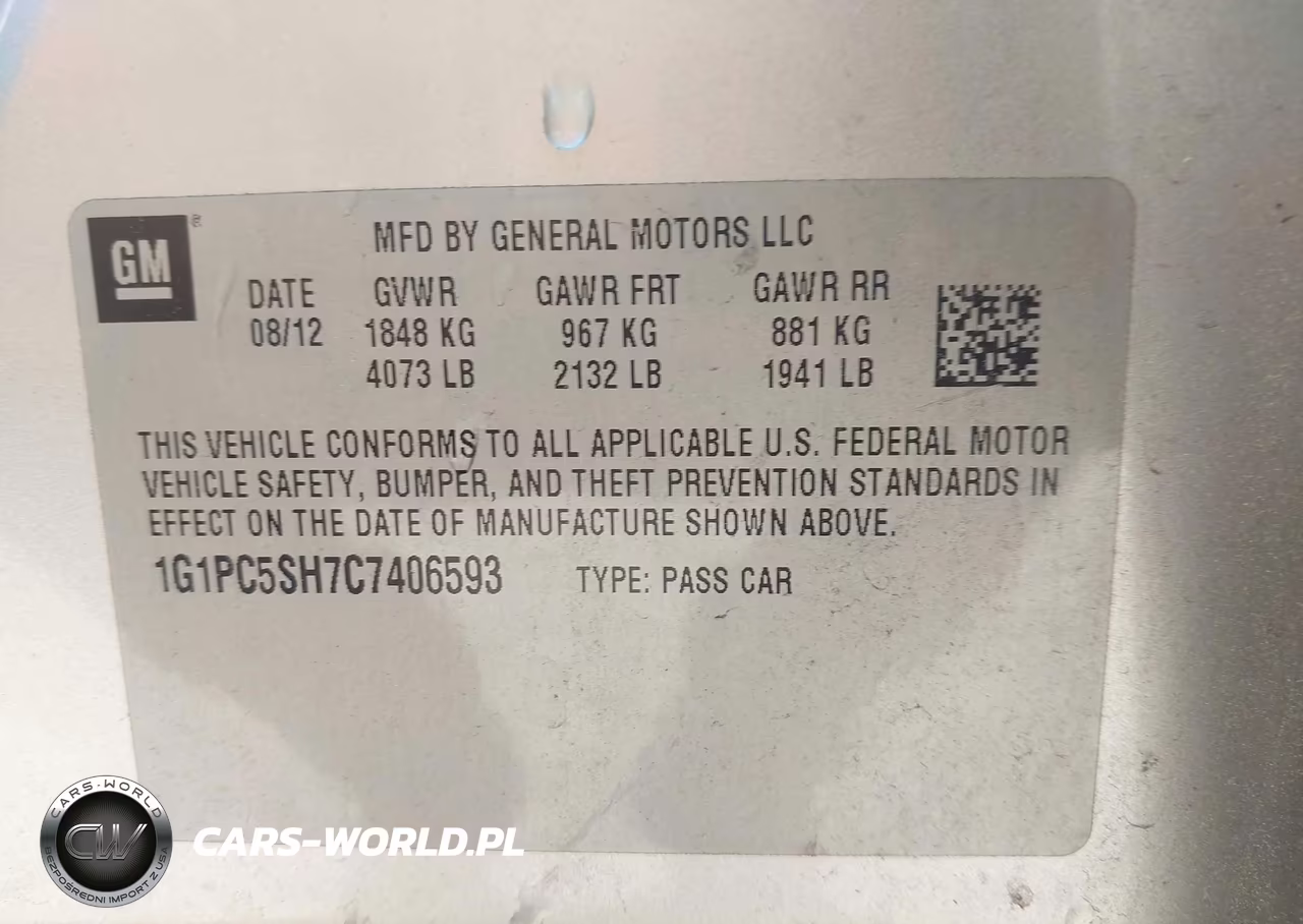 2012 Chevrolet Cruze Ls VIN:1G1PC5SH7C7406593 - 9
