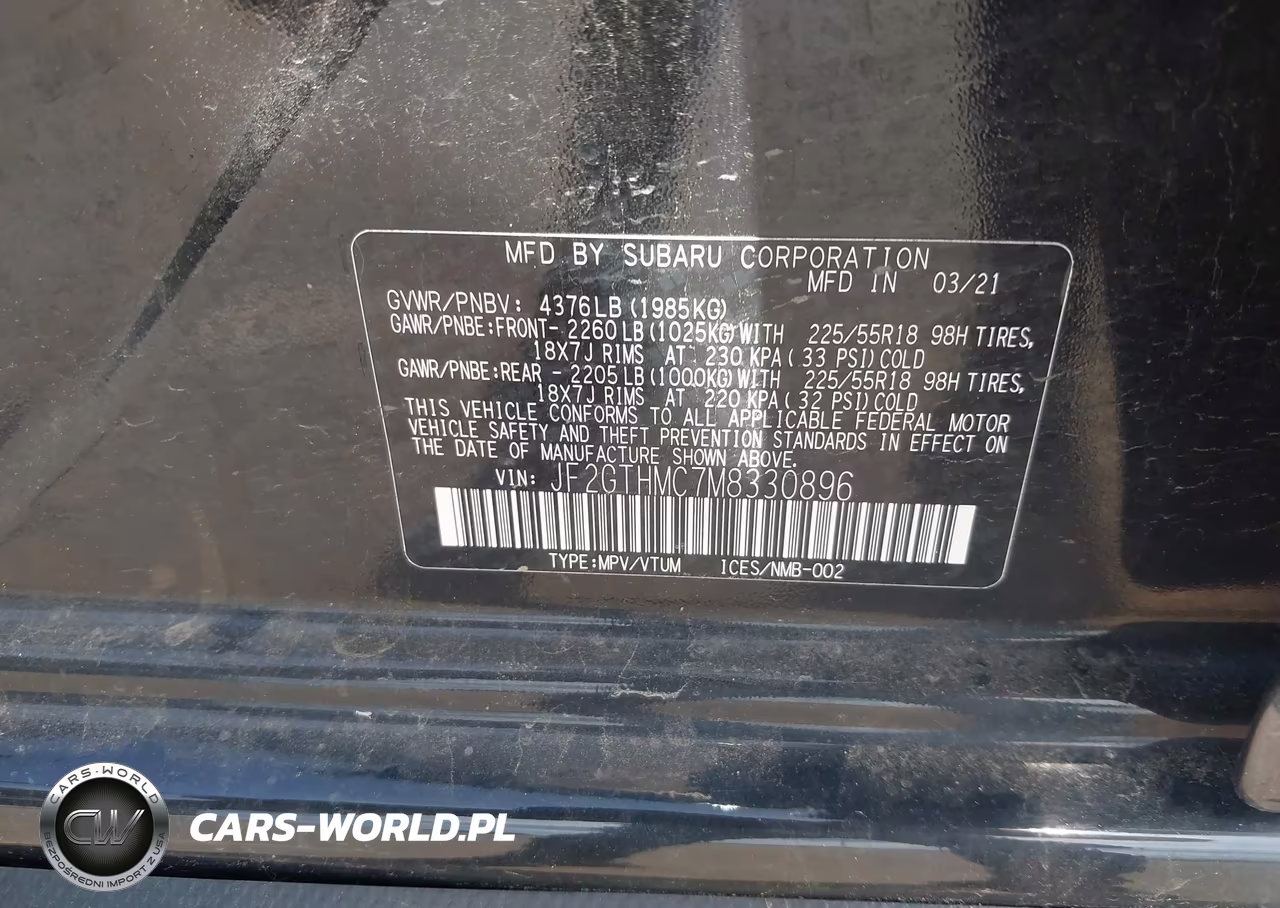 2021 Subaru Crosstrek Limited VIN:JF2GTHMC7M8330896 - 9